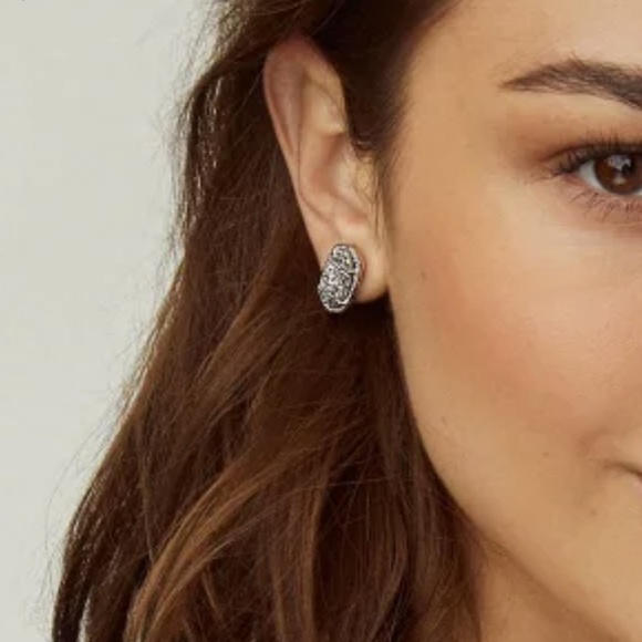 Kendra Scott Silver Elisa Iridescent Drusy Studs - Picture 7 of 7